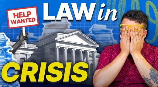 Law in crisis video thumbnail with courthouse and presenter | Hemmat Law Group